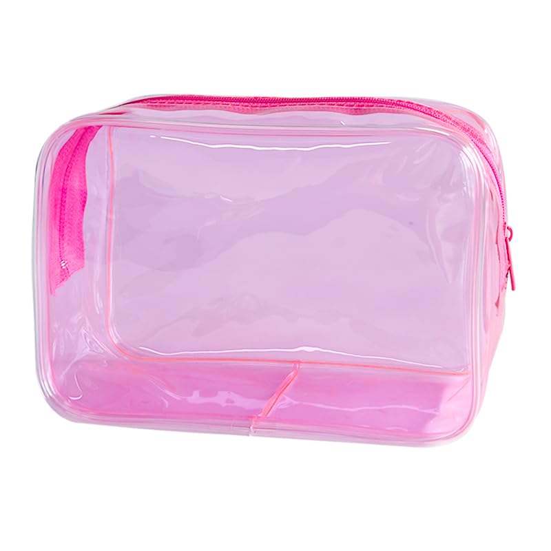 TotePrint TSA Approved Clear Toiletry Pouch - Pink PVC Makeup Bag