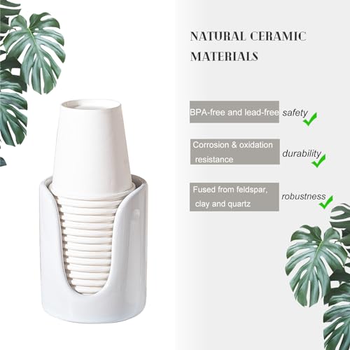 Ceramic Bathroom Cup Dispenser for 3-4 oz Cups - White, 1 Pack