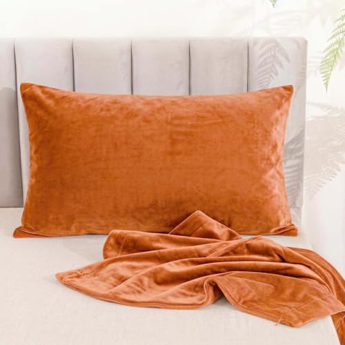 GRSECPO Microfiber Pillow Covers, 20x26 Inch, Orange, Pack of 2
