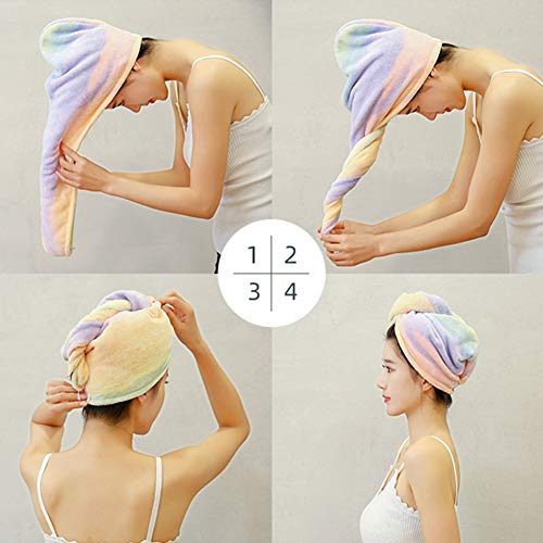 TYONMUJO Microfiber Hair Drying Turban Wrap - Multicolored Fast Dry Towel