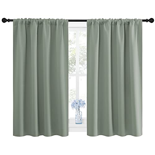 NICETOWN Sage Green Blackout Curtains - Thermal Insulated Drapes, 42x48 in.
