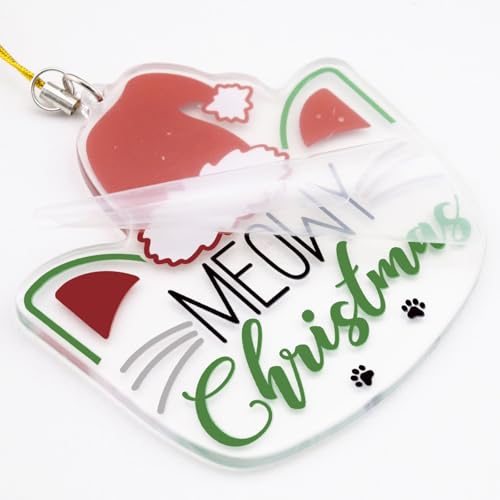 SUDIKUB Meowy Christmas Cat Acrylic Ornament Holiday Tree Decoration