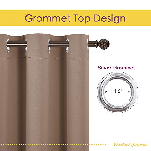 NICETOWN Blackout Curtain Panels, 42x80 inches, Cappuccino - Thermal Insulated Grommet Drapes for Bedroom