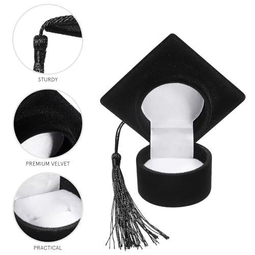 Totority Graduation Cap Ring Box - Velvet Jewelry Case for Keepsakes