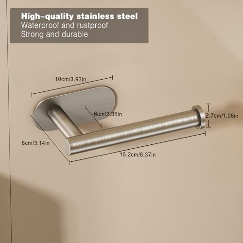 Voldra Brushed Nickel Toilet Paper Holder - Self-Adhesive Wall Mount
