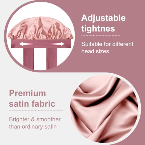 Merdia Satin Sleep Bonnet for Curly Hair with Soft Elastic Tie Band 15"