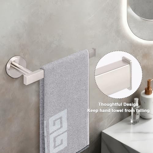 NearMoon 9-Inch Square Hand Towel Holder - Brushed Nickel Stainless Steel