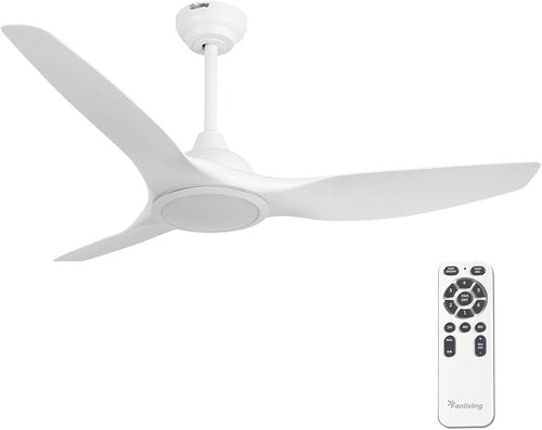 52-Inch Modern Ceiling Fan with Light - Quiet DC Motor & Remote Control | White Finish for Bedroom & Living Room