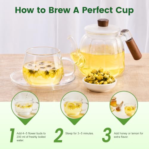 Natural Dried Chrysanthemum Flowers for Tea - 4 oz Loose Leaf Herbal Drink