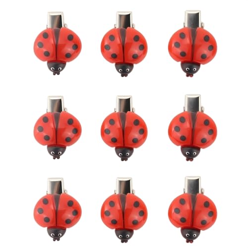 Fosrisix 9 Pcs Ladybug Hair Clips Red Black Polka Dot Y2K Barrettes