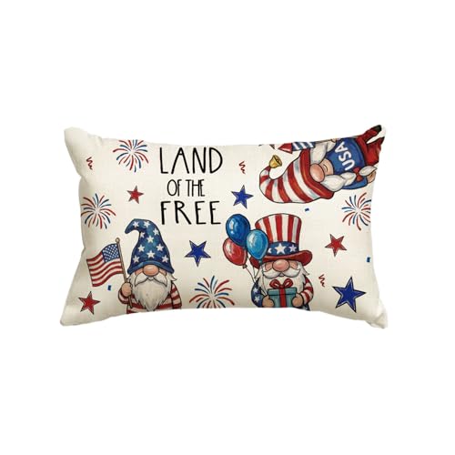Independence Day Throw Pillow Cover - 12x20 Inch Fireworks Design