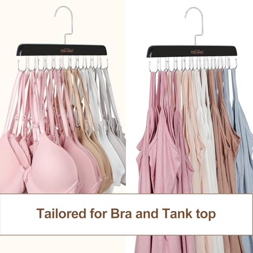 20-Pack Black Bra & Tank Top Hangers for Closet Space Saving - Foldable