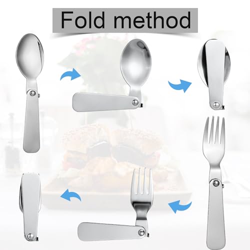 BOXOB Foldable Stainless Steel Spoon & Fork Set for THERMOS 10 Oz Food Jar - Variation 2
