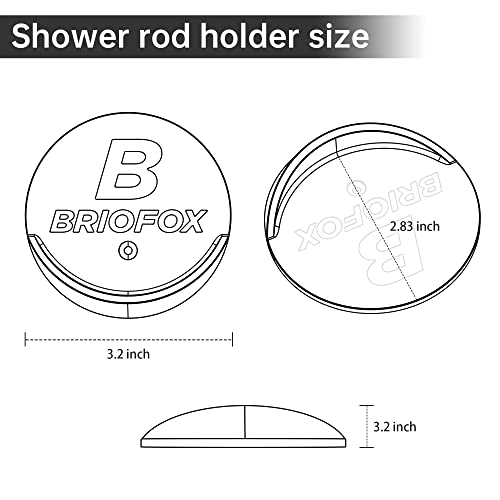 BRIOFOX Transparent Shower Curtain Rod Holder | 3M Adhesive, Waterproof, 60 lbs Max Load, 2 Pack