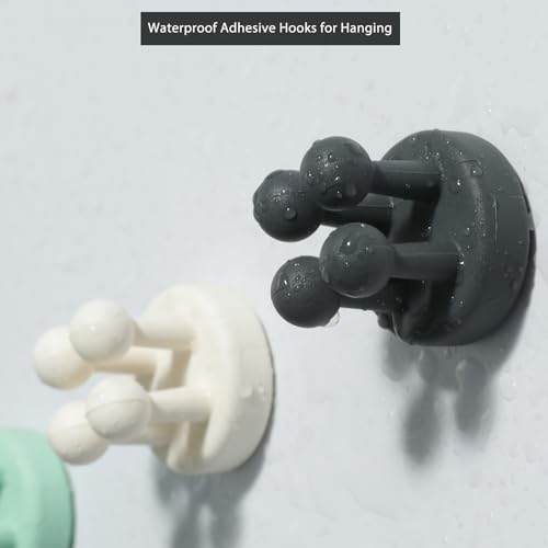 Black Multi-Function Razor Holder for Shower Wall - 6Pcs Silicone Hooks