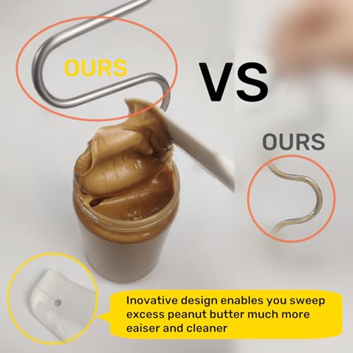 ActSimpl Stainless Steel Peanut Butter Stirrer with Silicone Scraper Tool