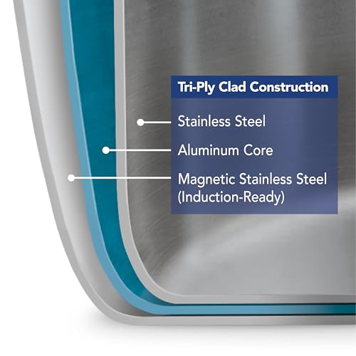 Tramontina Utsava 3.4-Quart Tri-Ply Clad Stainless Steel Tope with Lid, Patila Pot for Indian Cooking