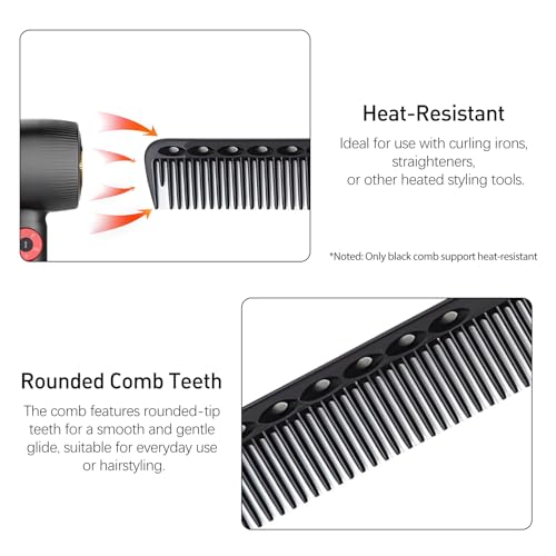 Kootinn 3-Piece Carbon Fiber Hair Cutting Comb Set Heat Resistant