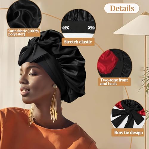 Reversible Double-Layer Satin Sleep Bonnet for Women