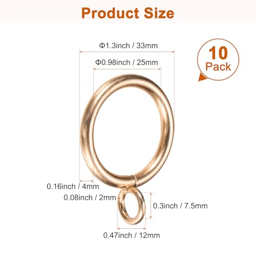 Gold Metal Curtain Rings - 10-Pack with Eyelet for Easy Hanging