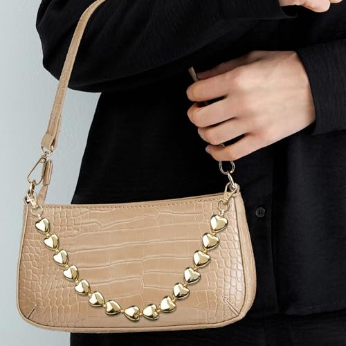 Gold Heart Purse Extender Chain for Women - 12in Adjustable Strap