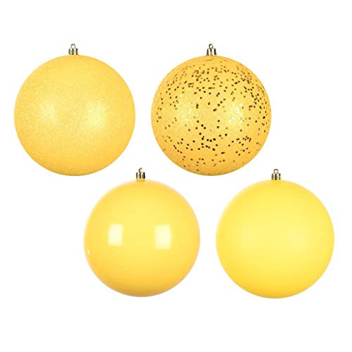 Christmas Tree Ornaments 2.75 Inch Assorted Finish Ball Set - Yellow