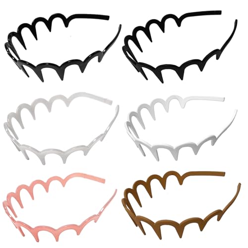 YONOY Zig Zag Shark Tooth Headbands - 6Pcs U Shaped Wavy Hair Bands