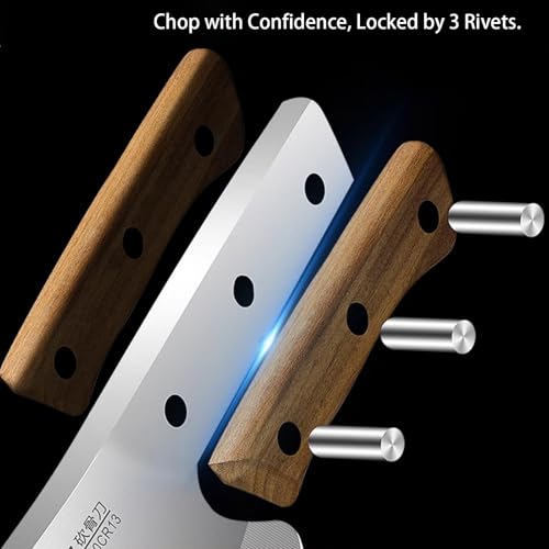 Kvlniqs Heavy Duty Meat Cleaver Axe, Full Tang Stainless Steel Butcher Knife