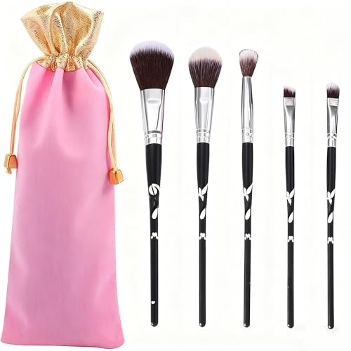 Yi-gog 5PCS Cartoon Girl Makeup Brush Set with Storage Bag