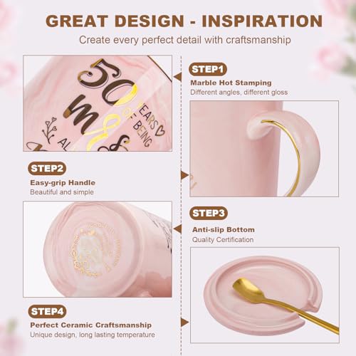Pink & Grey 50th Wedding Anniversary Gift Set for Couples - Mr & Mrs Right Mug