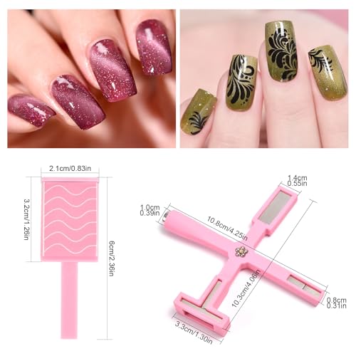 KAZIPOP 9-Piece Cat Eye Nail Art Magnet Set - Multifunctional Magnetic Wand & Sticks