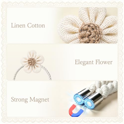 Cream Magnetic Curtain Tiebacks - 2 Pcs Boho Holdbacks