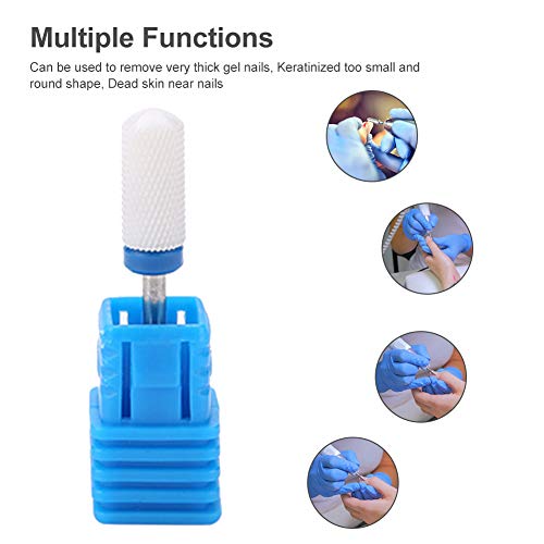 TMISHION Ceramic Nail Drill Bit Round Head Medium for Acrylic Gel Removal