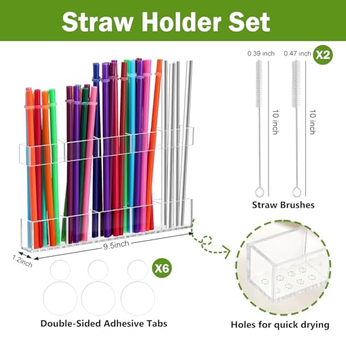 Large Acrylic Straw Holder for Cabinet Door - Space-Saving Organizer