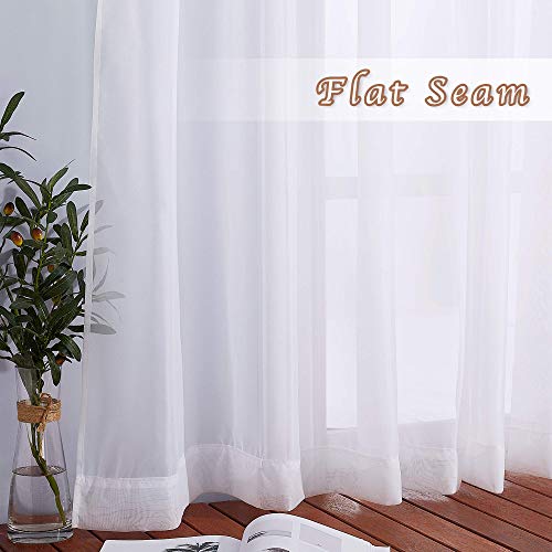NICETOWN White Sheer Curtains 54"W x 135"L (Pack of 2) - Long Grommet Window Treatments