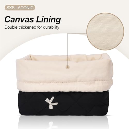 SXS LACONIC Quilted Drawstring Makeup Bag - Cute Coquette Cosmetic Pouch