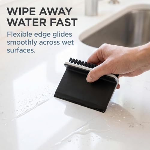 2-Pack Black Kitchen Sink Squeegee Cleaner & Countertop Brush