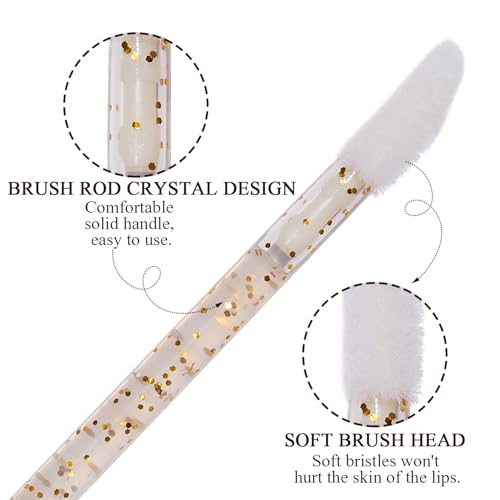 CAIYA 50 Pack Disposable Lip Brushes Crystal Wand Makeup Applicators Pink