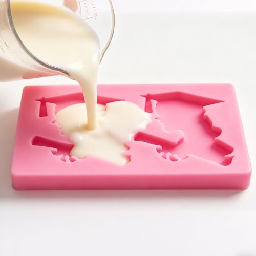 Graduation Silicone Molds Set - 3Pcs Non-Stick Fondant Molds for Cakes & Candy