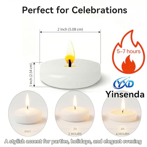 White 2-Inch Floating Candles - 12 Pack Unscented for Weddings & Decor