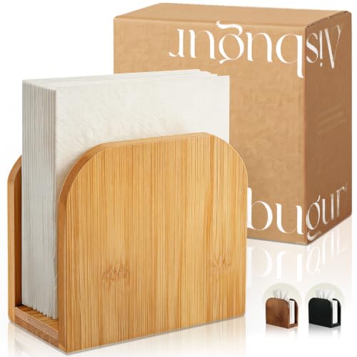 Eco-Friendly Bamboo Napkin Holder with Stable Base and Non-Slip Pads