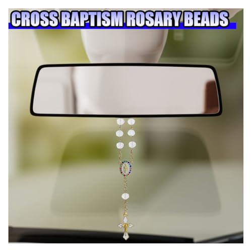 Car Rosary Rearview Mirror Pendant with Virgin Mary Charm