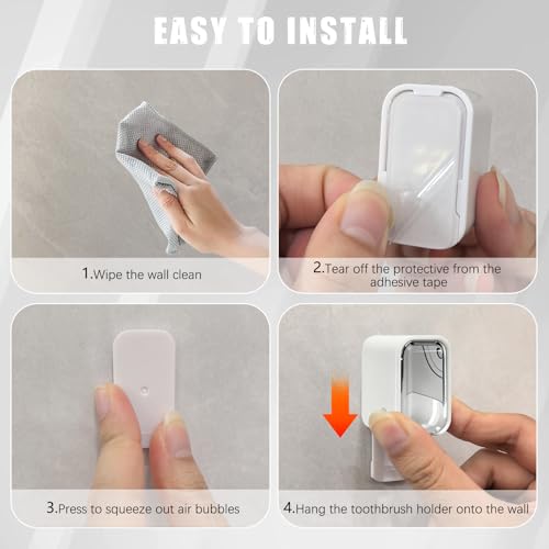 OIZOIZ Grey Mini Toothbrush Holder, 2-Pack Wall Mounted Organizer