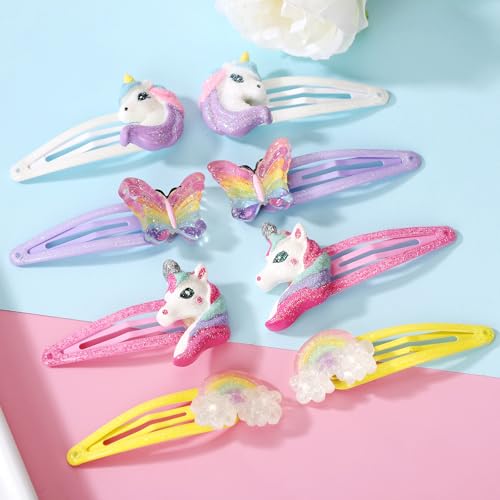 Annilubaby 8Pcs Colorful Butterfly Glitter Hair Clips for Girls