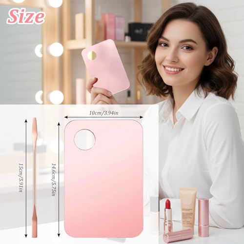 Makeup Mixing Palette and Spatula Set Clear Acrylic Cosmetic Tray (Pink)