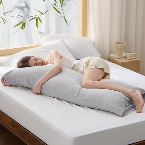 Bedsure Body Pillowcase, Light Grey, 20" x 54", Rayon from Bamboo