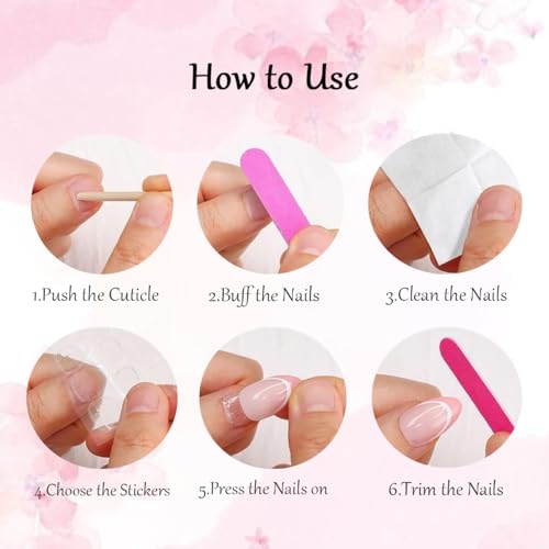 Pink White Gradient French Tip Press On Nails with Silver Glitter & Flower Design - Short Square Fake Nails Set
