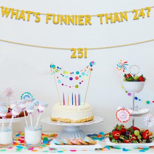 Gold Glitter 25th Birthday Decorations Banner Set for Parties