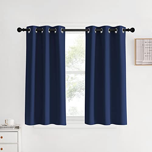 NICETOWN Navy Blackout Curtains 34x40 Inches - Pack of 2 Thermal Insulated Drapes for Bedroom & Living Room