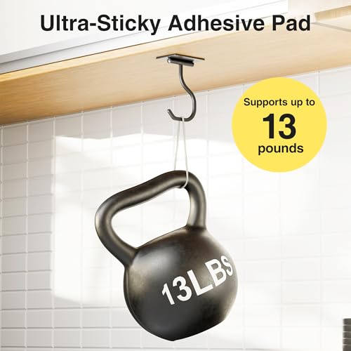 bussdis Banana Hook for Kitchen, Adhesive Black, Holds 20 Bananas, 1 Pack